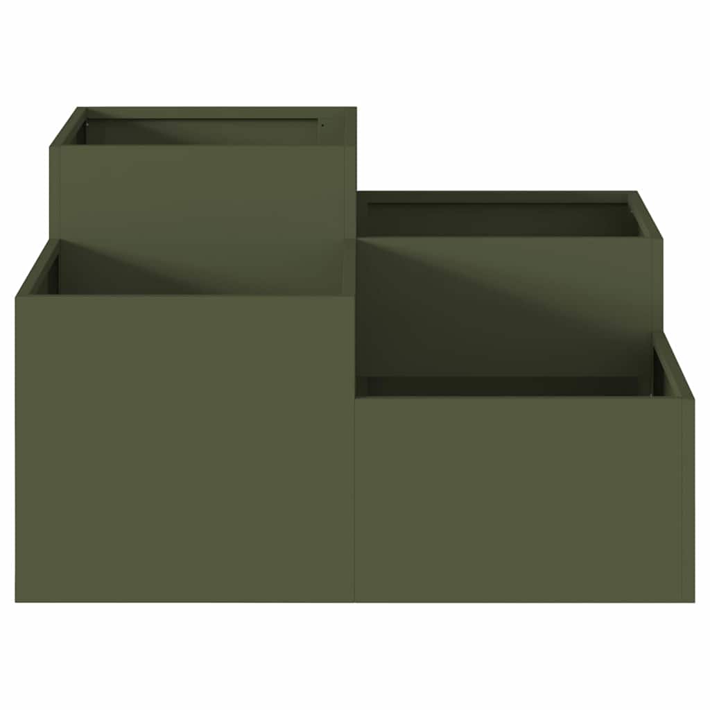Garden Planter Olive green 100 x 100 x 48 cm Steel