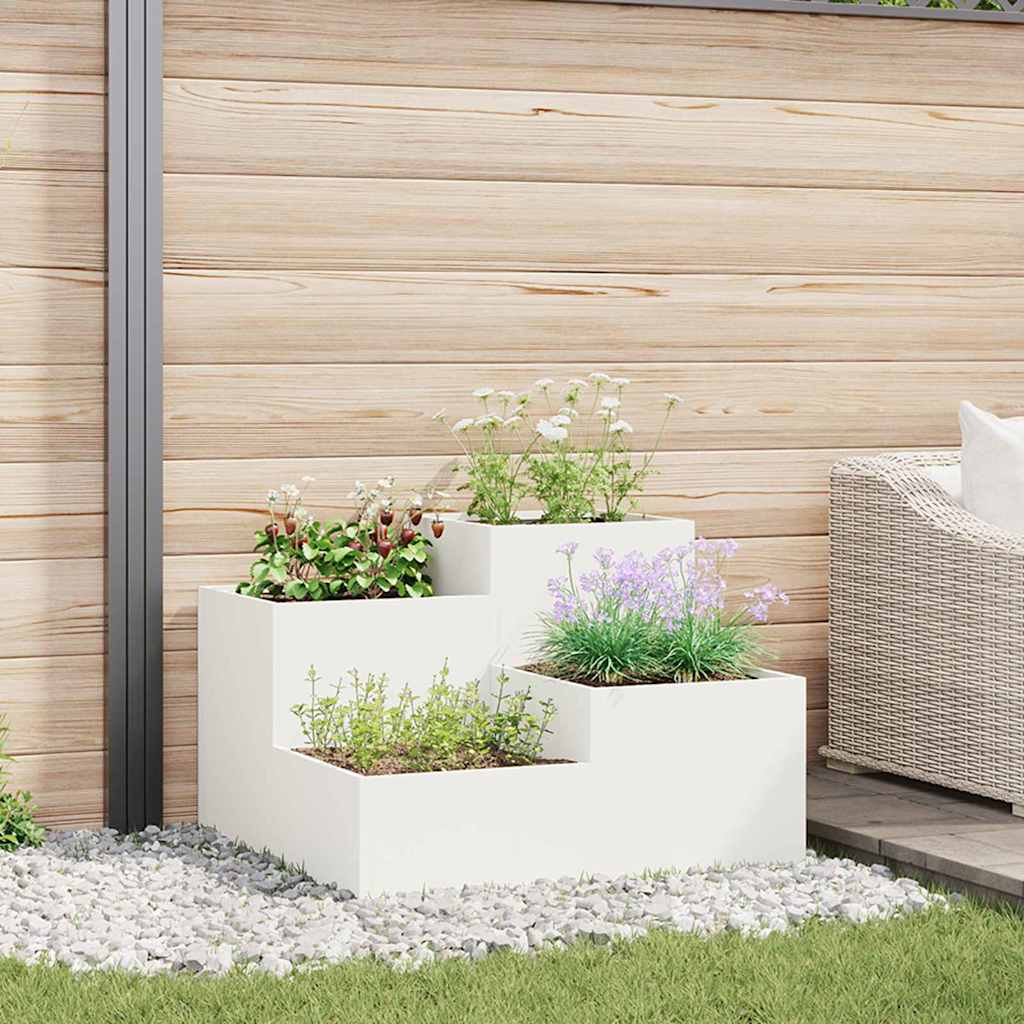 Garden Planter White 80 x 80 x 60 cm Steel