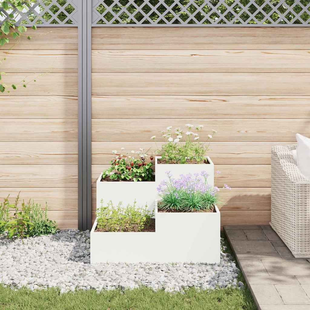 Garden Planter White 80 x 80 x 60 cm Steel