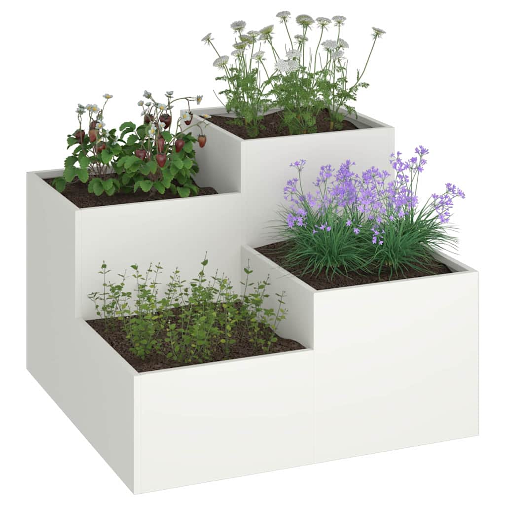 Garden Planter White 80 x 80 x 60 cm Steel