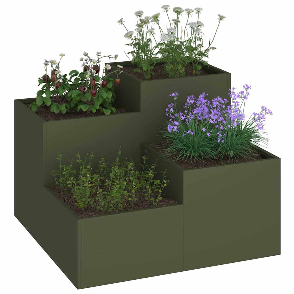 Garden Planter Olive green 80 x 80 x 60 cm Steel