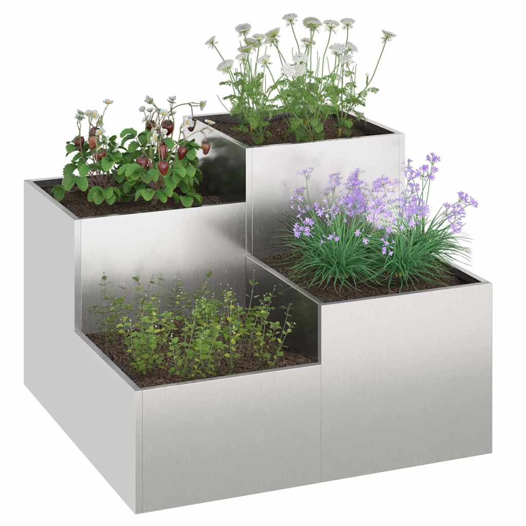 Garden Planter Silver 80 x 80 x 60 cm Stainless steel