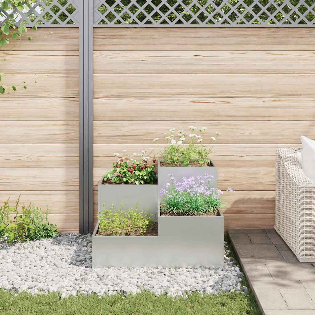 Garden Planter Silver 80 x 80 x 60 cm Galvanised steel