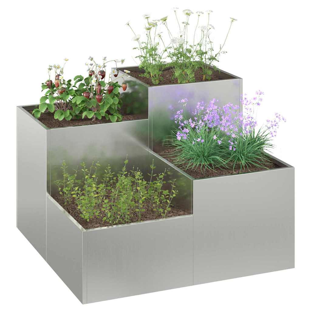 Garden Planter Silver 80 x 80 x 60 cm Galvanised steel