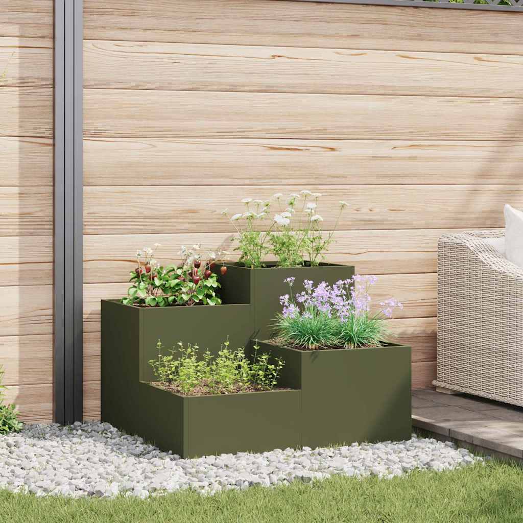 Garden Planter Olive green 100 x 100 x 60 cm Steel