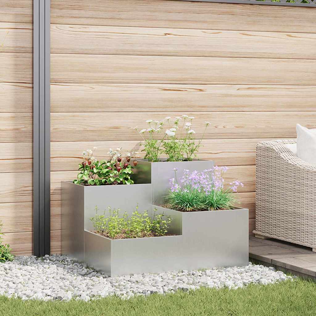 Garden Planter Silver 100 x 100 x 60 cm Galvanised steel