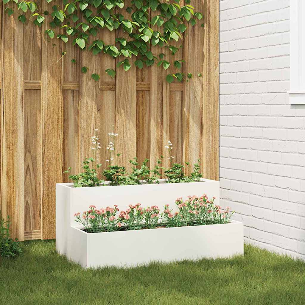Garden Planter White 100 x 60 x 45 cm Steel