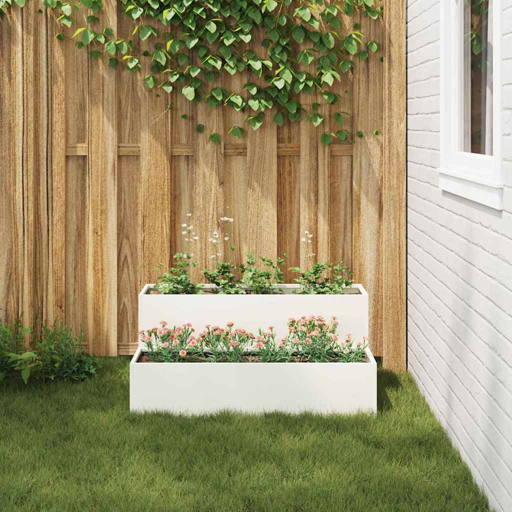 Garden Planter White 100 x 60 x 45 cm Steel