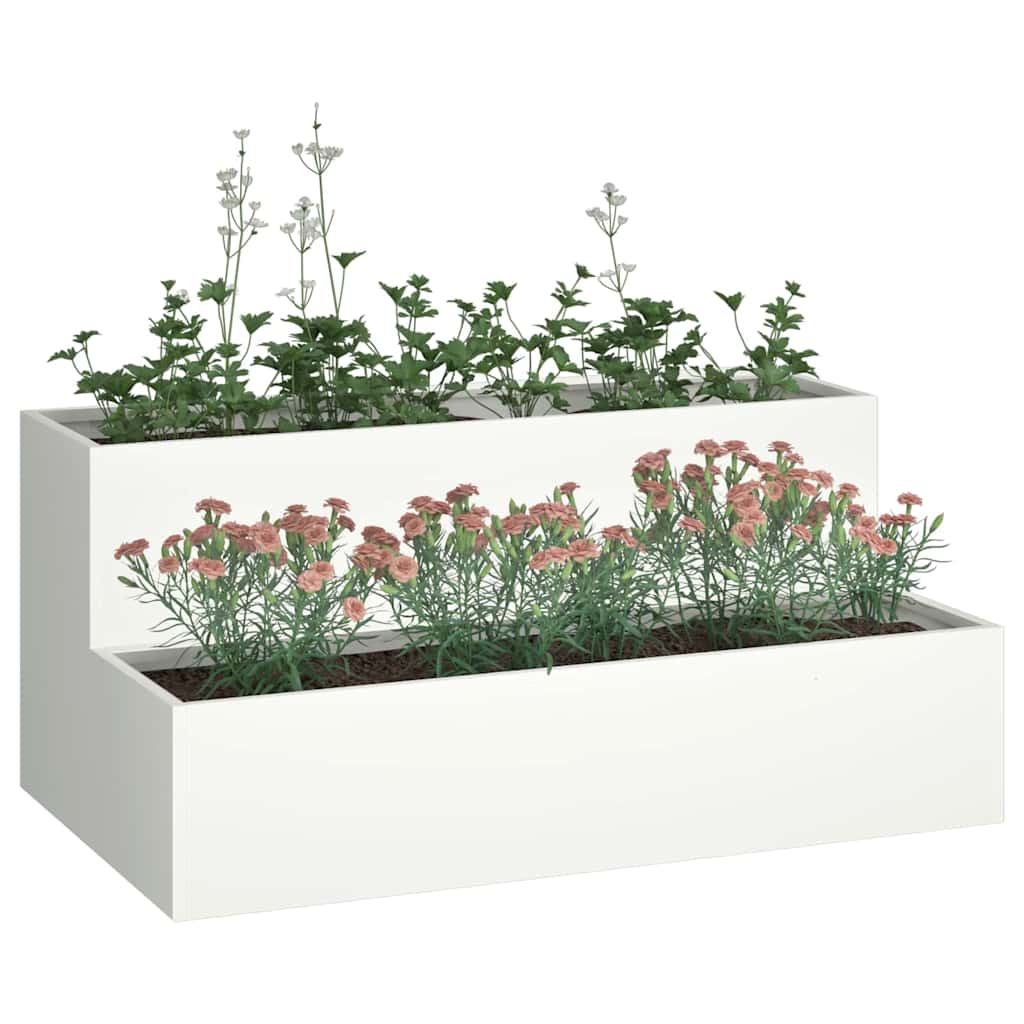 Garden Planter White 100 x 60 x 45 cm Steel