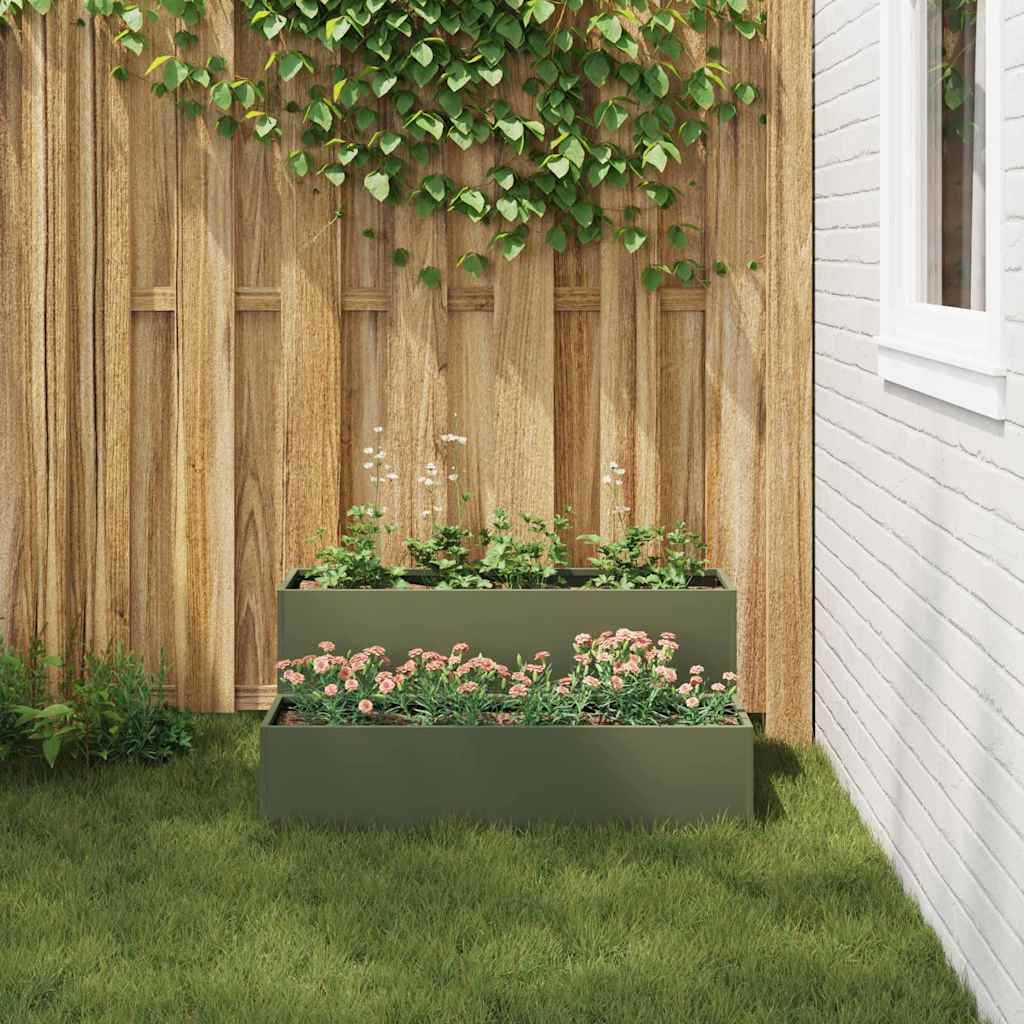 Garden Planter Olive green 100 x 60 x 45 cm Steel