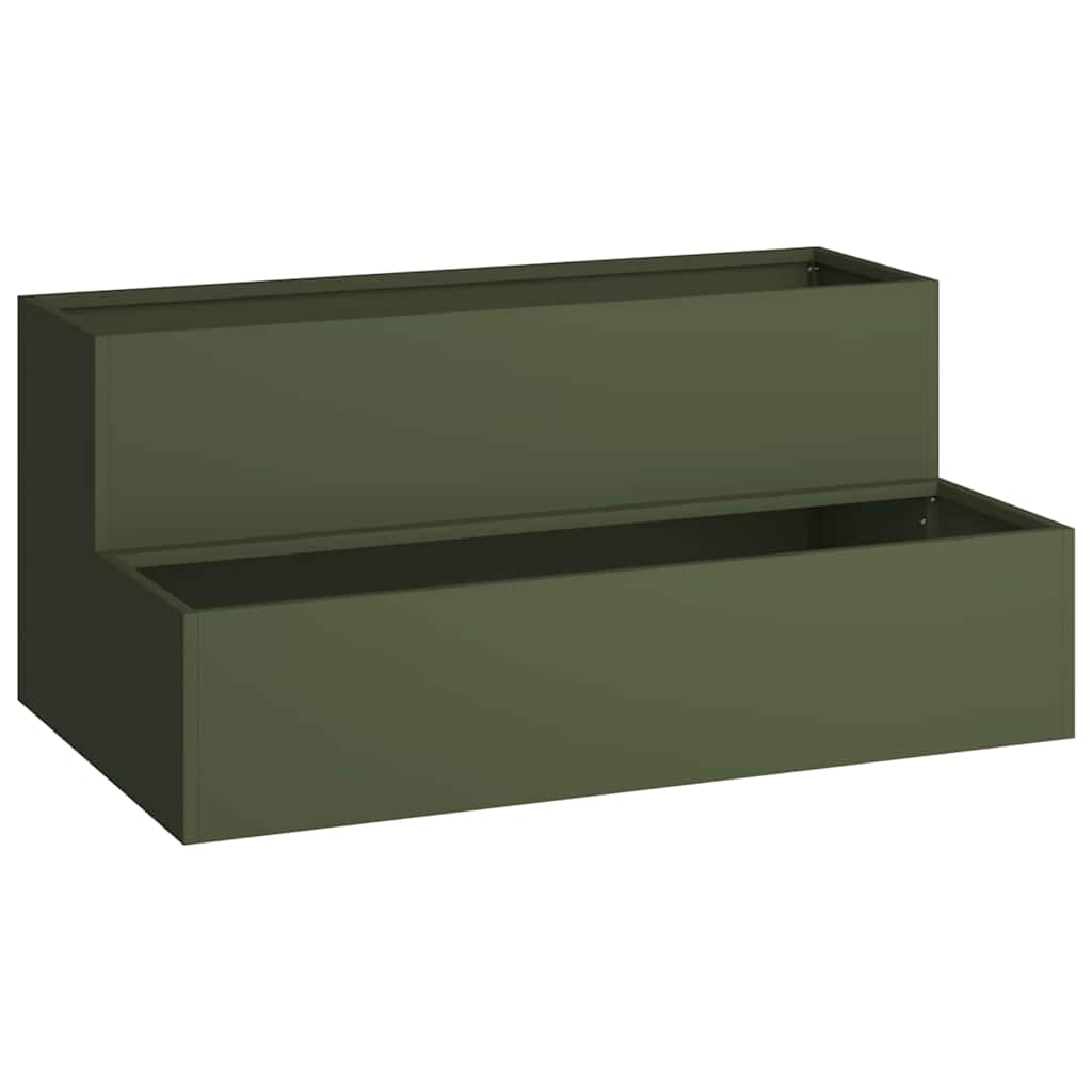 Garden Planter Olive green 100 x 60 x 45 cm Steel