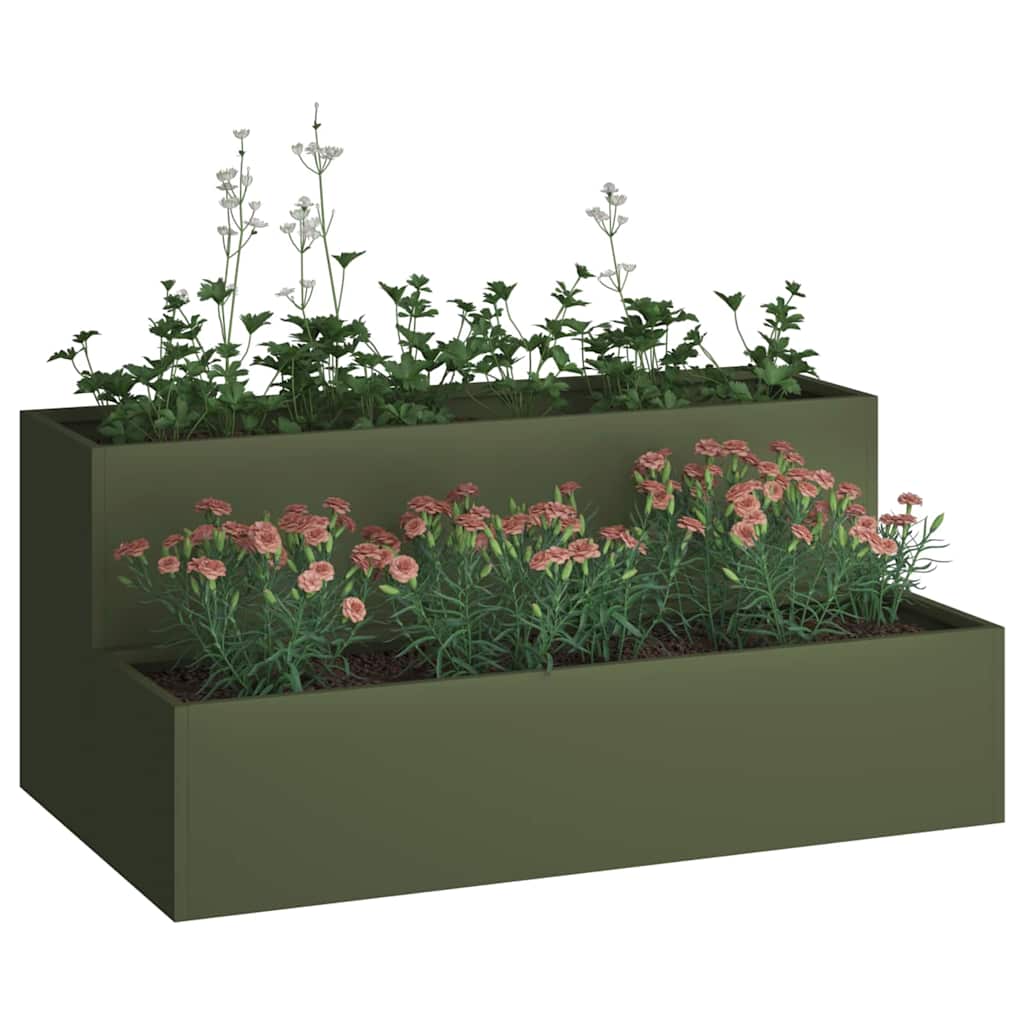 Garden Planter Olive green 100 x 60 x 45 cm Steel