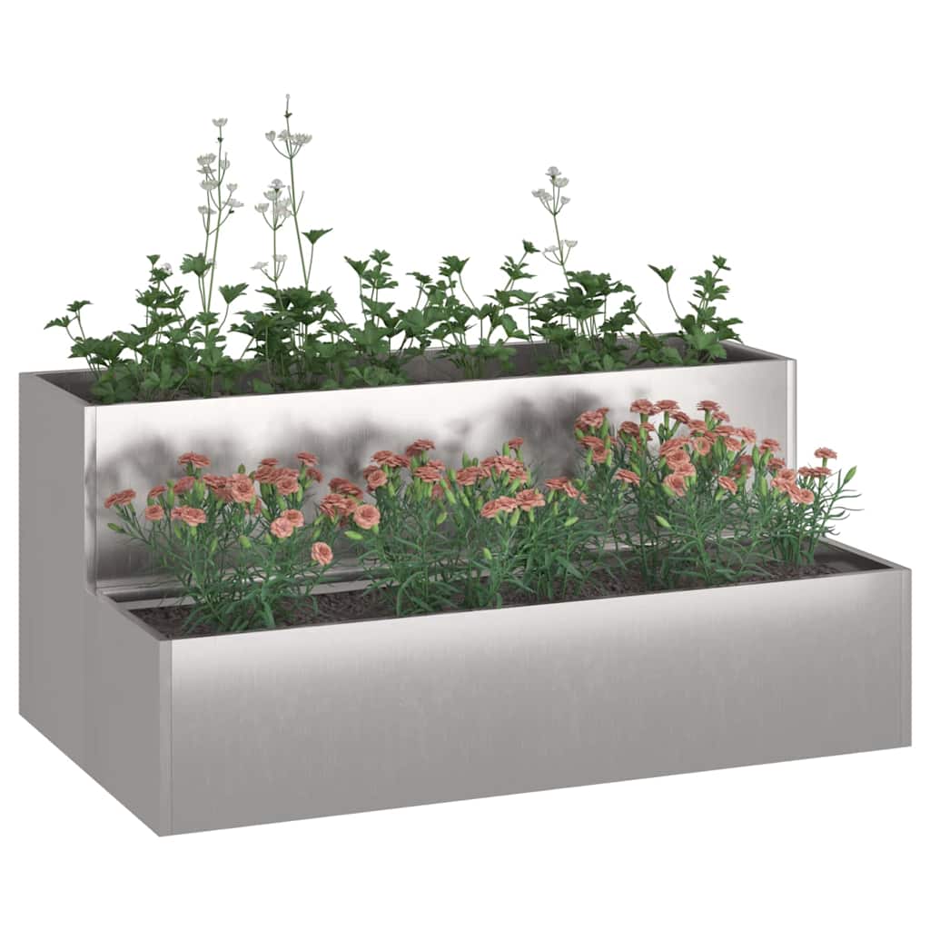Garden Planter Silver 100 x 60 x 45 cm Stainless Steel