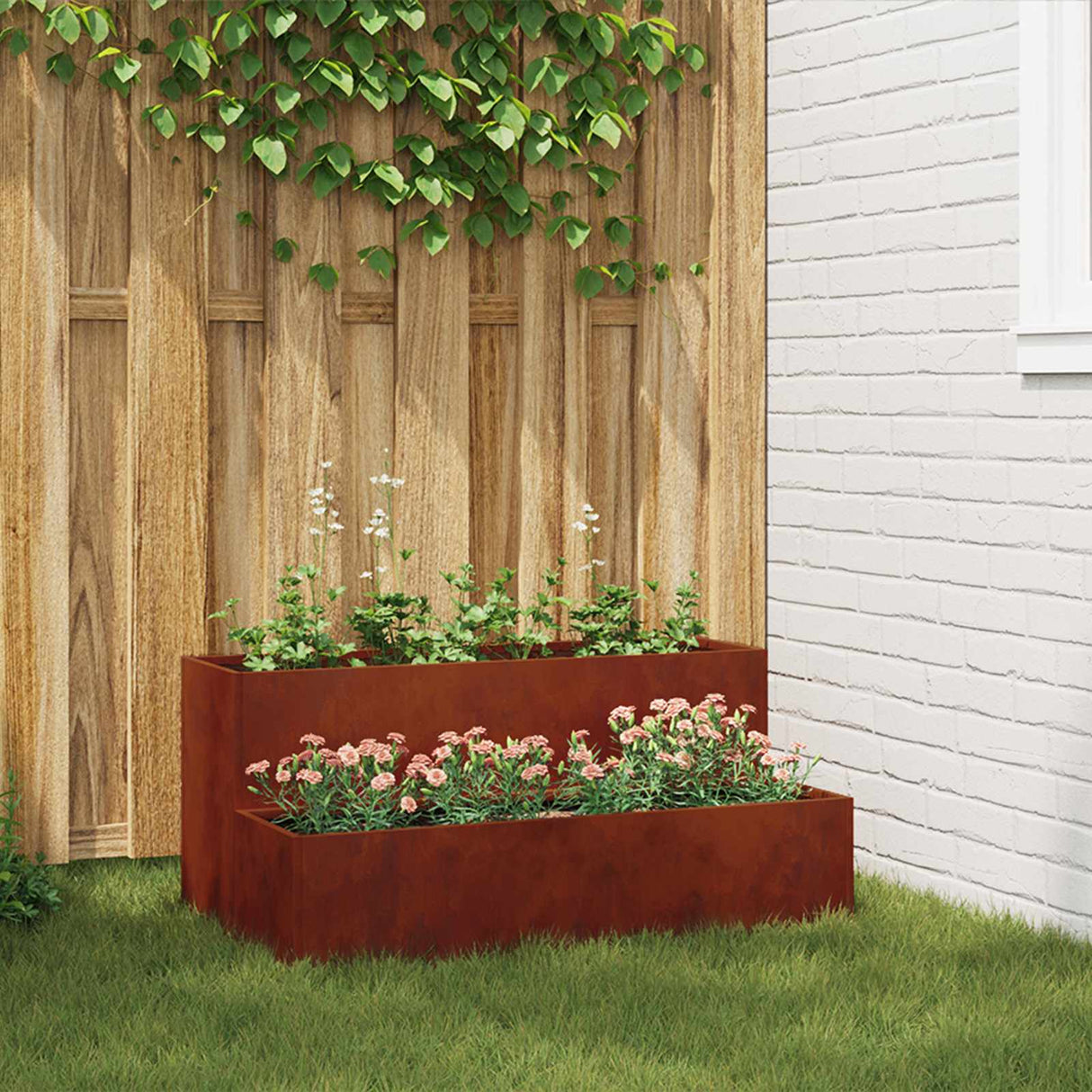 Garden Planter Rusty 100 x 60 x 45 cm Weathering Steel
