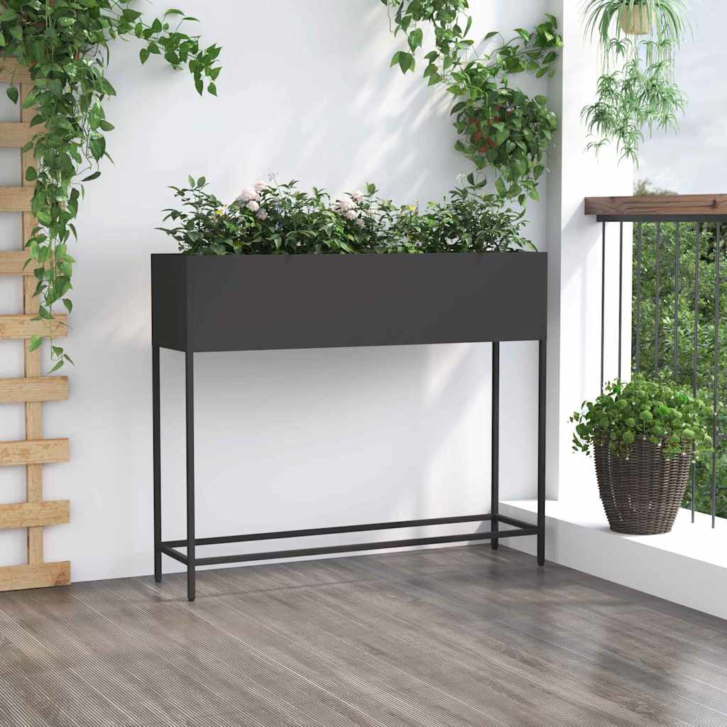 Raised Garden Planter Black 100 x 26 x 82 cm Steel