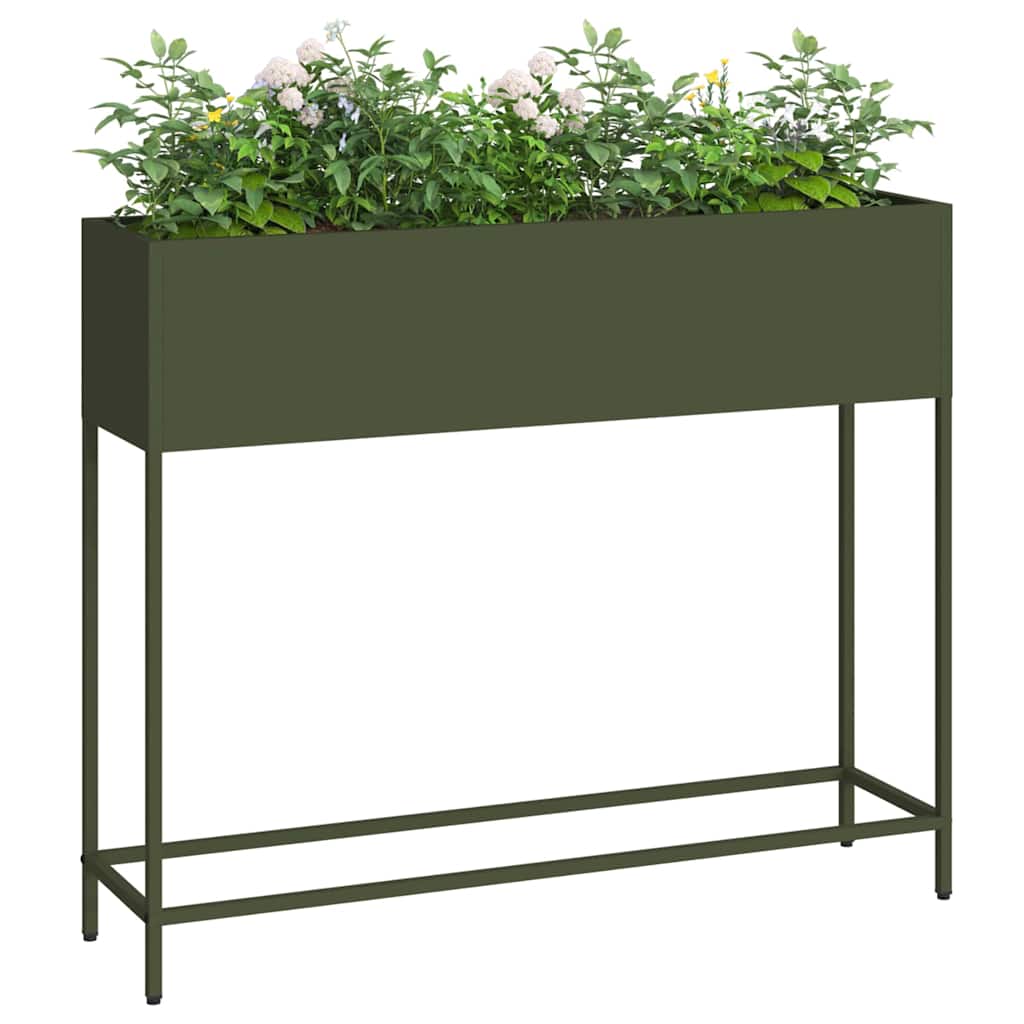 Raised Garden Planter Olive green 100 x 26 x 82 cm Steel