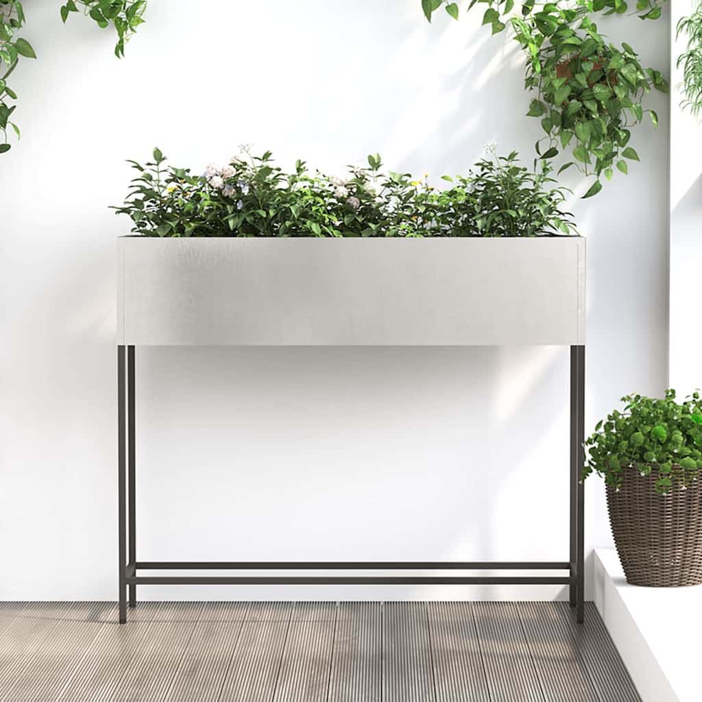 Raised Garden Planter Silver 100 x 26 x 82 cm Stainless steel