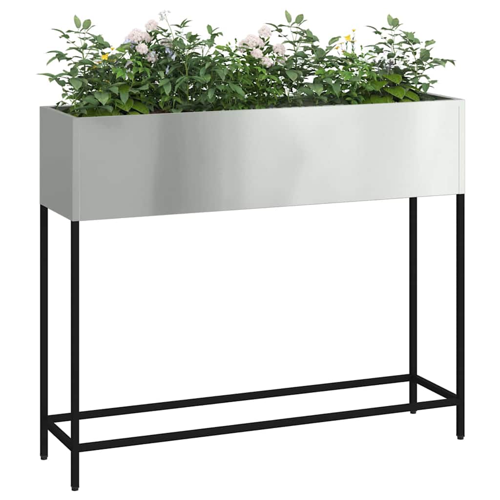 Raised Garden Planter Silver 100 x 26 x 82 cm Galvanised Steel