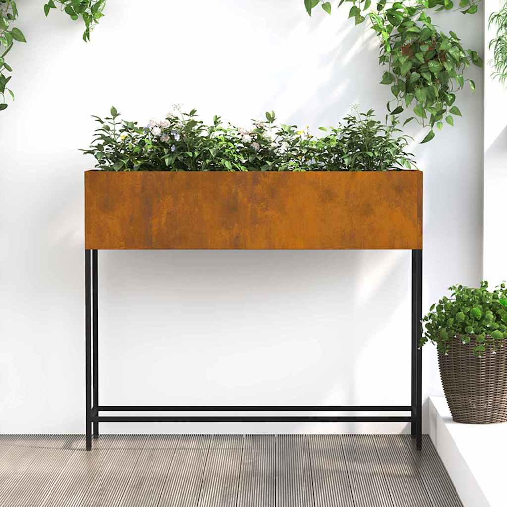 Raised Garden Planter Rusty 100 x 26 x 82 cm Steel