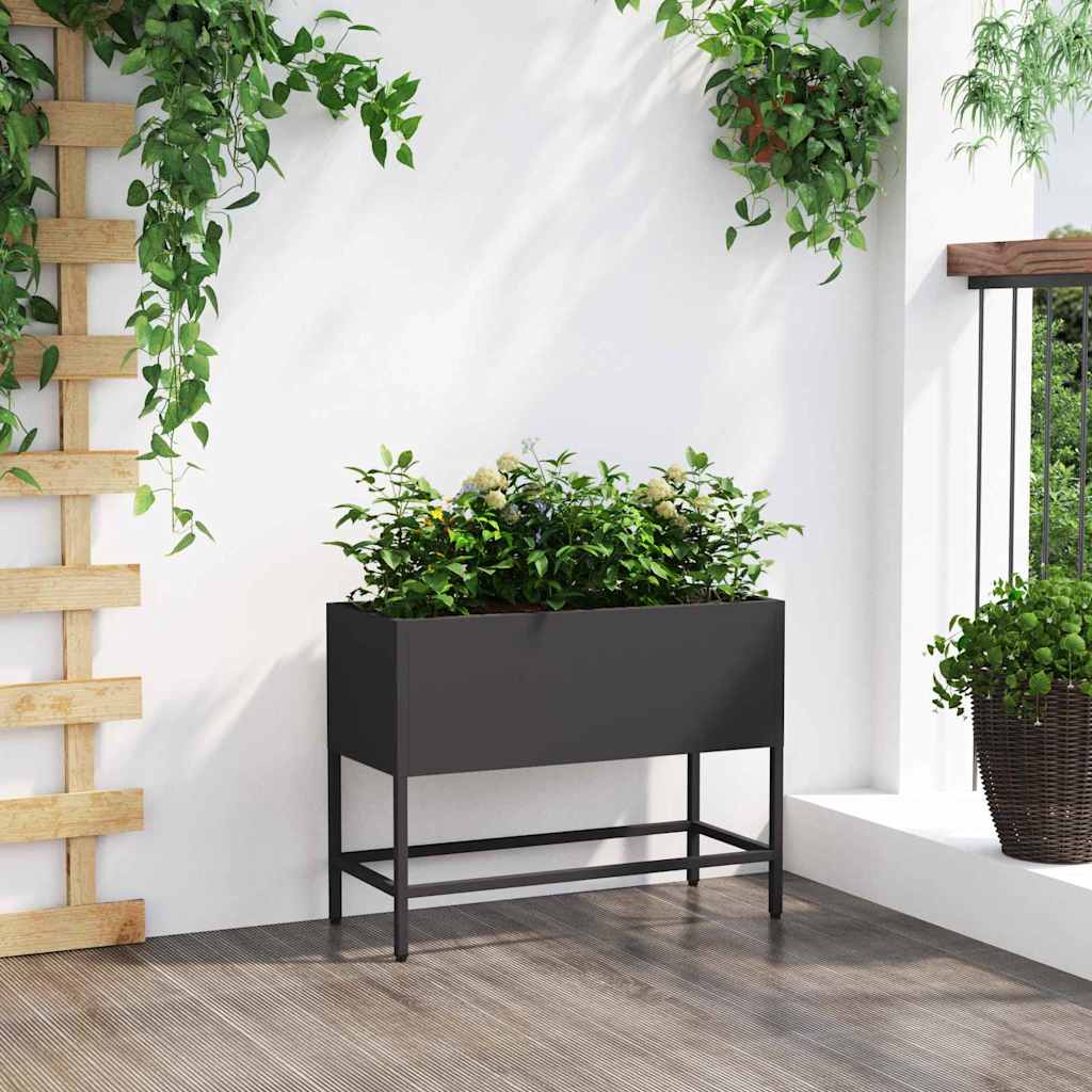 Raised Garden Planter Black 60 x 26 x 45 cm Steel
