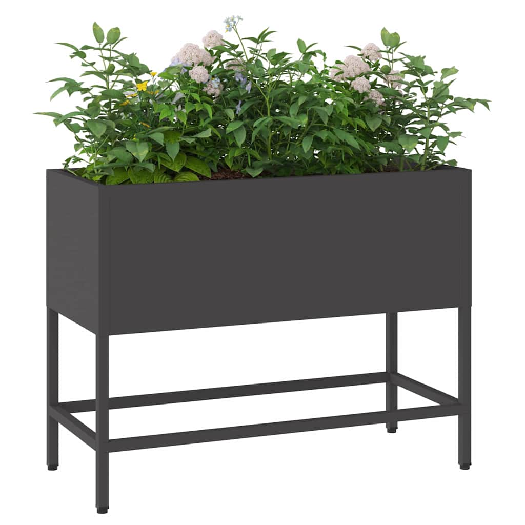 Raised Garden Planter Black 60 x 26 x 45 cm Steel