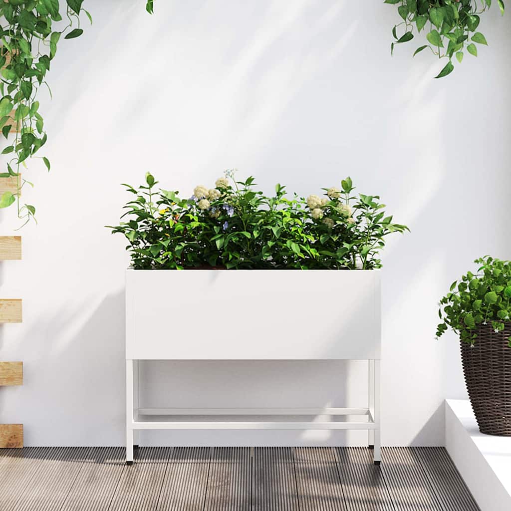 Raised Garden Planter White 60 x 26 x 45 cm Steel