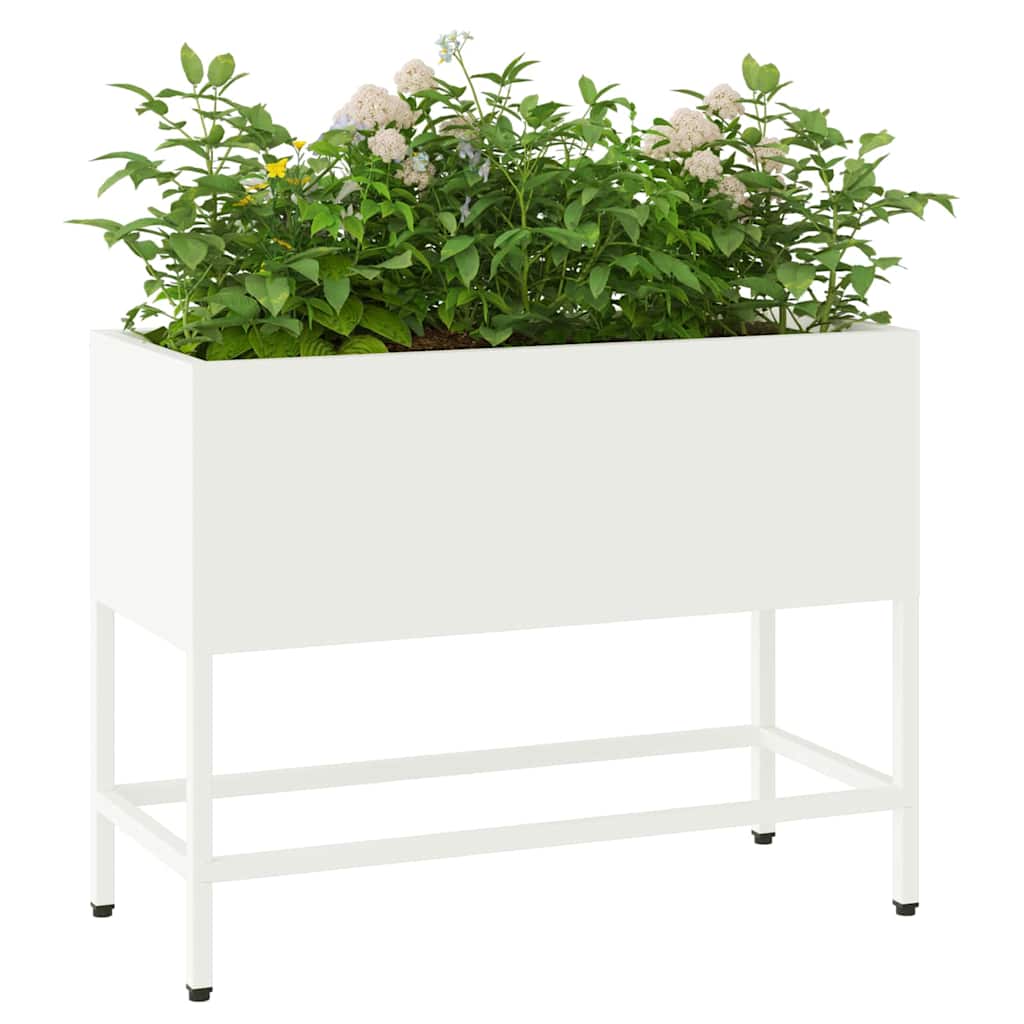 Raised Garden Planter White 60 x 26 x 45 cm Steel