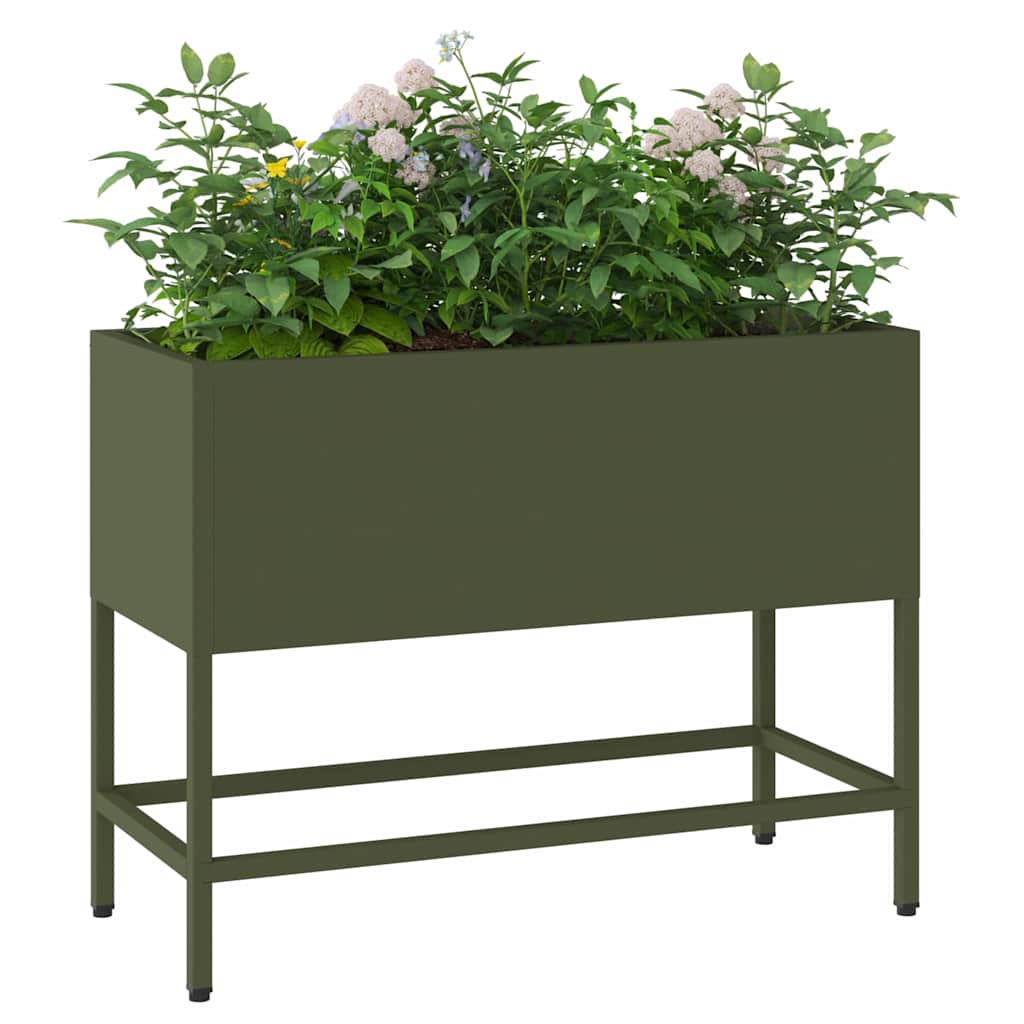 Raised Garden Planter Olive green 60 x 26 x 45 cm Steel