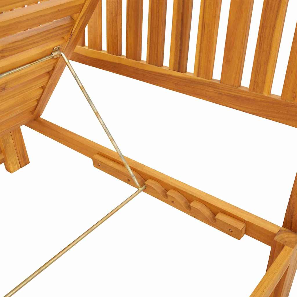 Sun Lounger Reclining Brown 200 x 57 x 75cm Solid Acacia wood