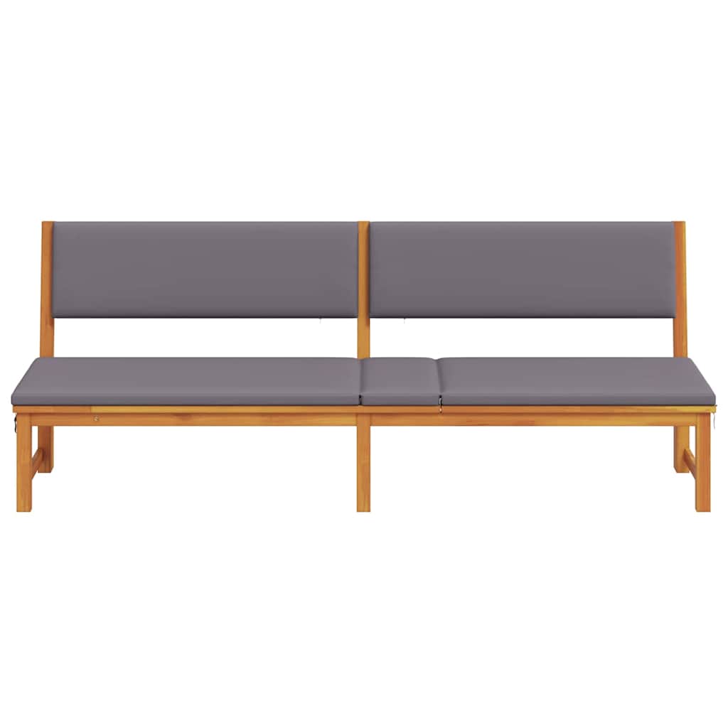 Sun Lounger Reclining Brown 200 x 57 x 75cm Solid Acacia wood