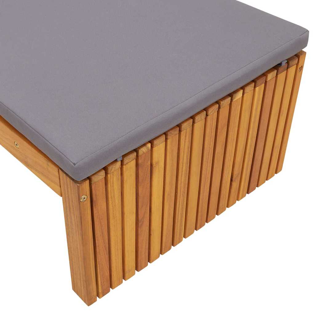 Sun Lounger Reclining Brown 200 x 55 x 94cm Solid Acacia wood