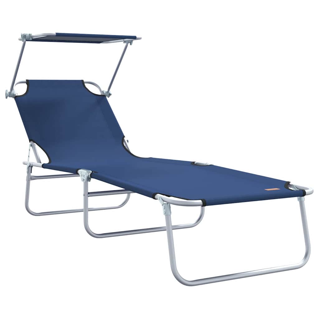 Sun Lounger Folding 2-person 2 pcs Blue 58 x 188 x 77cm Fabric