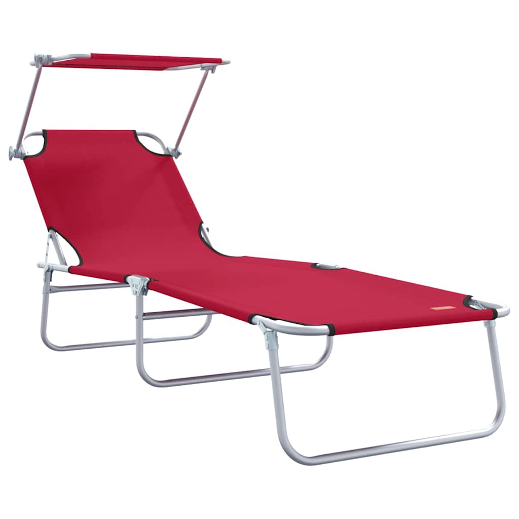 Sun Lounger Folding 2-person 2 pcs Red 58 x 188 x 77cm Fabric