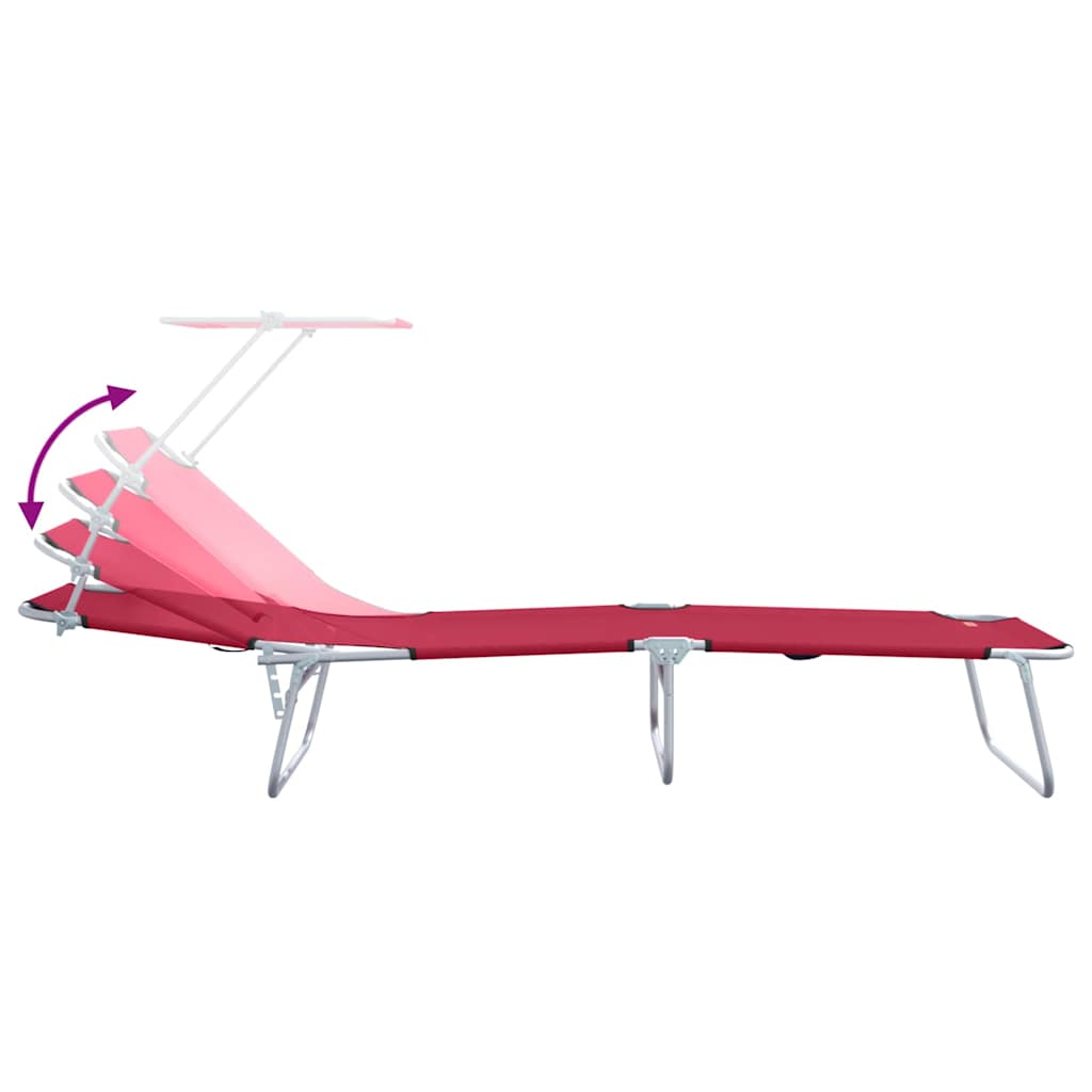 Sun Lounger Folding 2-person 2 pcs Red 58 x 188 x 77cm Fabric
