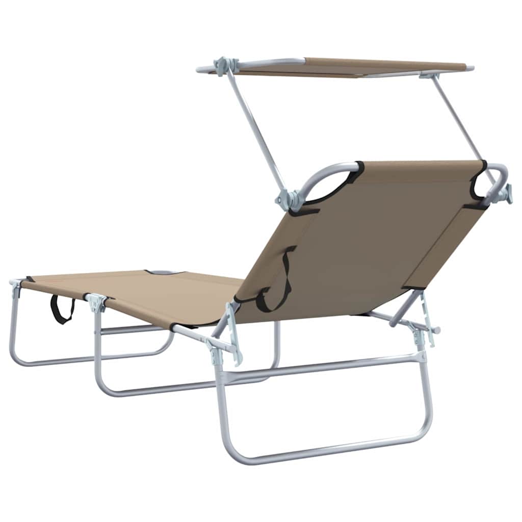 Sun Lounger Folding 2-person 2 pcs Taupe 58 x 188 x 77cm Fabric