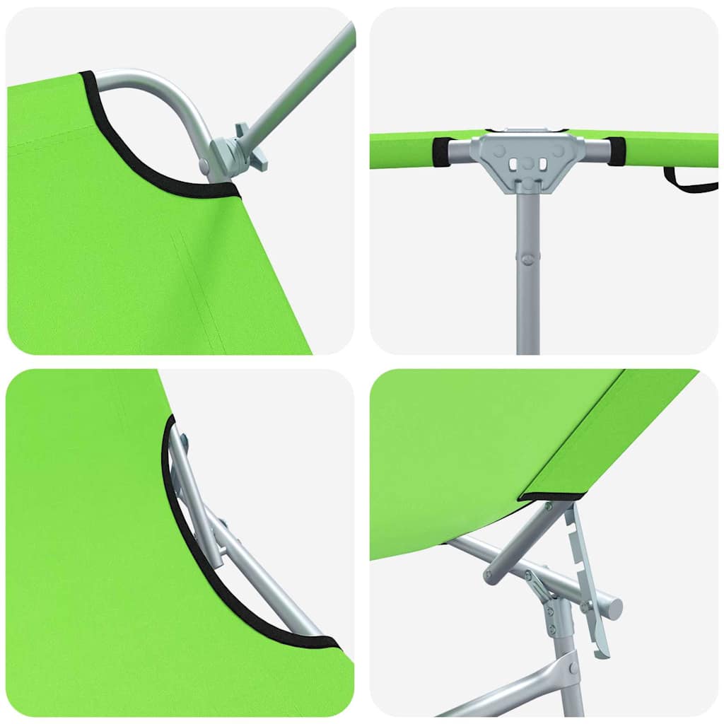 Sun Lounger Folding 2-person 2 pcs Green 58 x 188 x 77cm Fabric