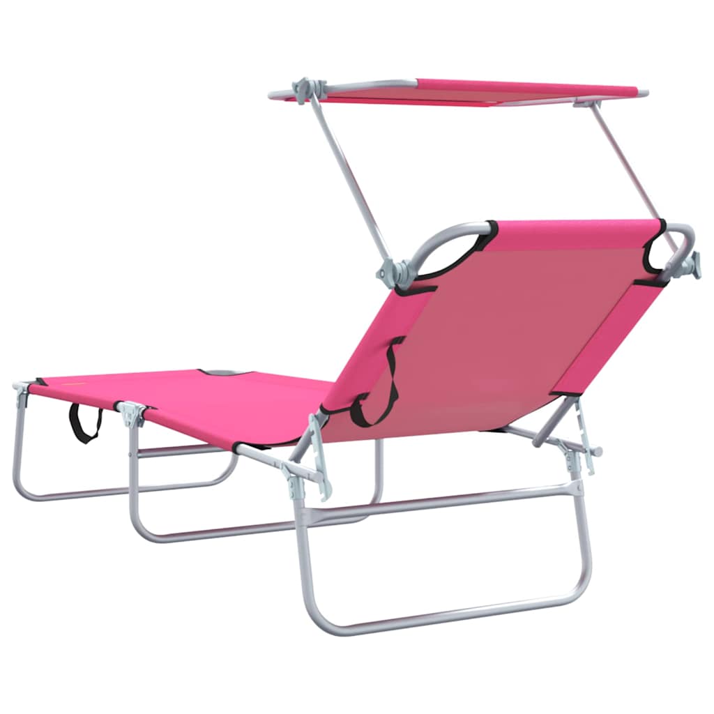 Sun Lounger Folding 2-person 2 pcs Pink 58 x 188 x 77cm Fabric