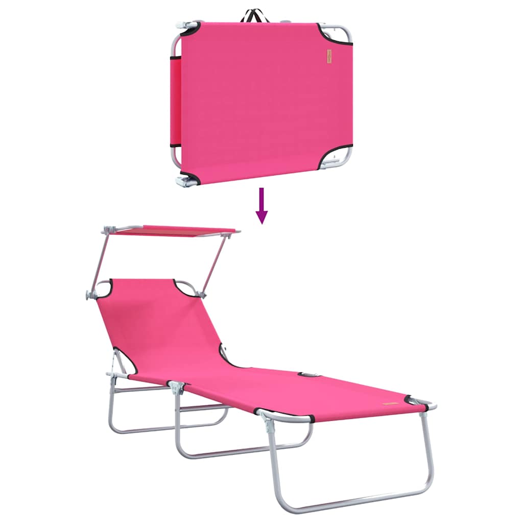 Sun Lounger Folding 2-person 2 pcs Pink 58 x 188 x 77cm Fabric