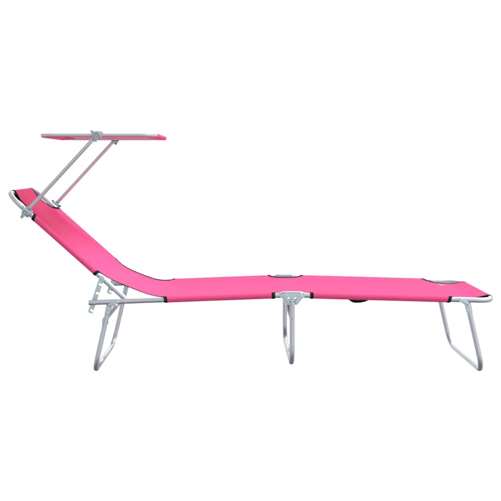 Sun Lounger Folding 2-person 2 pcs Pink 58 x 188 x 77cm Fabric