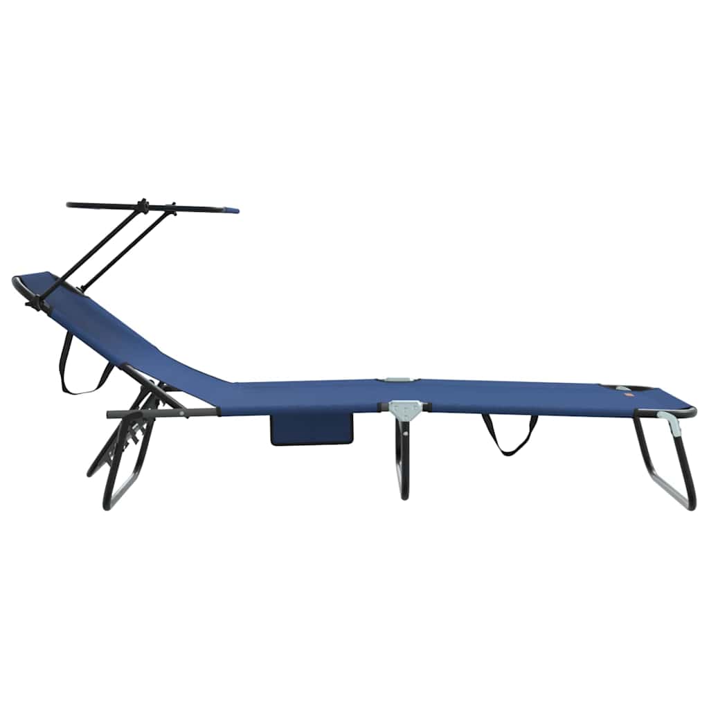 Folding Sun Lounger Folding Blue 56 x 190 x 81cm Fabric