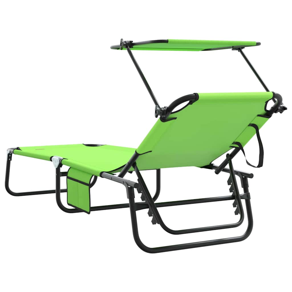 Folding Sun Lounger Folding Green 56 x 190 x 81cm Fabric