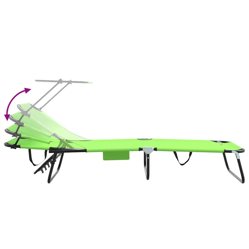 Folding Sun Lounger Folding Green 56 x 190 x 81cm Fabric