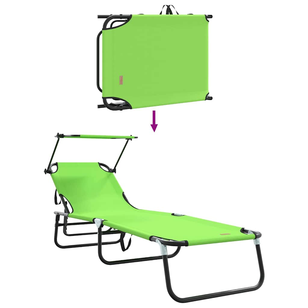 Folding Sun Lounger Folding Green 56 x 190 x 81cm Fabric