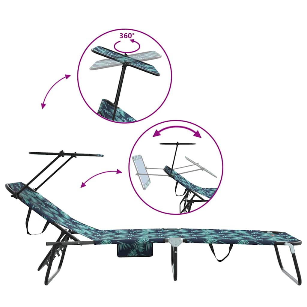 Folding Sun Lounger Folding Green 56 x 190 x 81cm Fabric