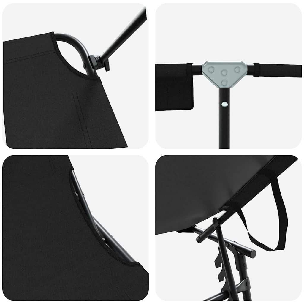 Folding Sun Lounger Folding 2 pcs Black 56 x 190 x 81cm Fabric