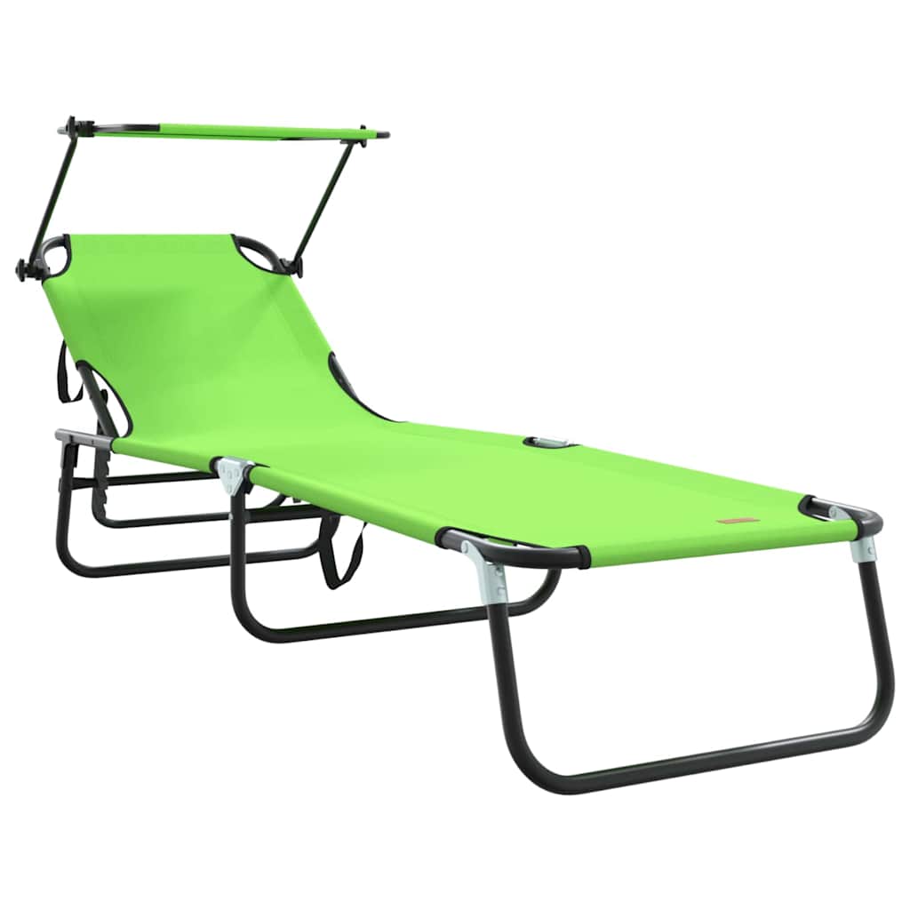 Folding Sun Lounger Folding 2 pcs Green 56 x 190 x 81cm Fabric