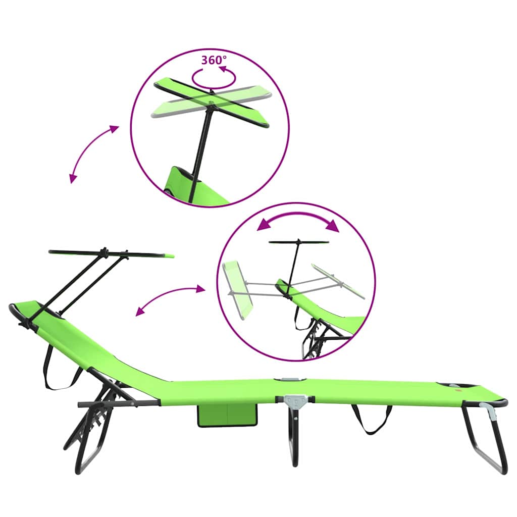 Folding Sun Lounger Folding 2 pcs Green 56 x 190 x 81cm Fabric