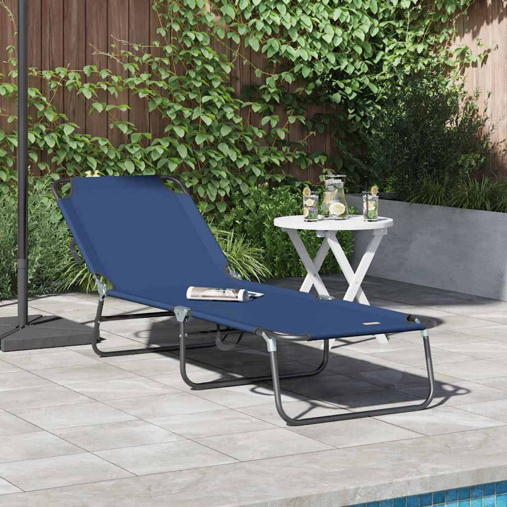 Folding Sun Lounger Folding Blue 56 x 189 x 87cm Fabric