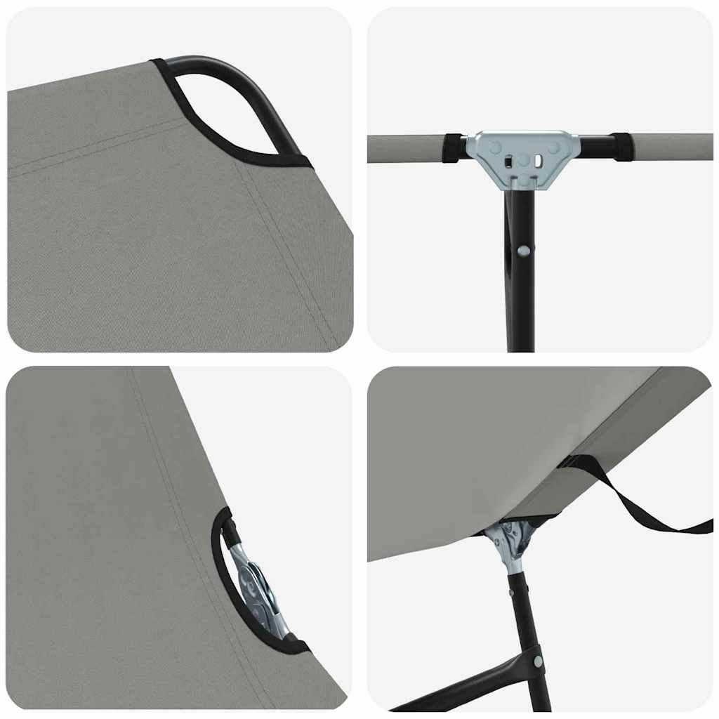 Folding Sun Lounger Folding Grey 56 x 189 x 87cm Fabric