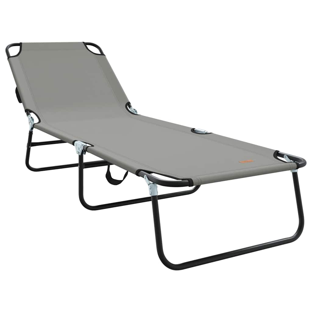 Folding Sun Lounger Folding Grey 56 x 189 x 87cm Fabric